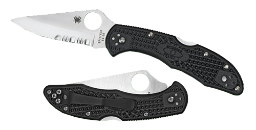 Delica 4 2.88" Drop Point Part Serrated Folding Knife