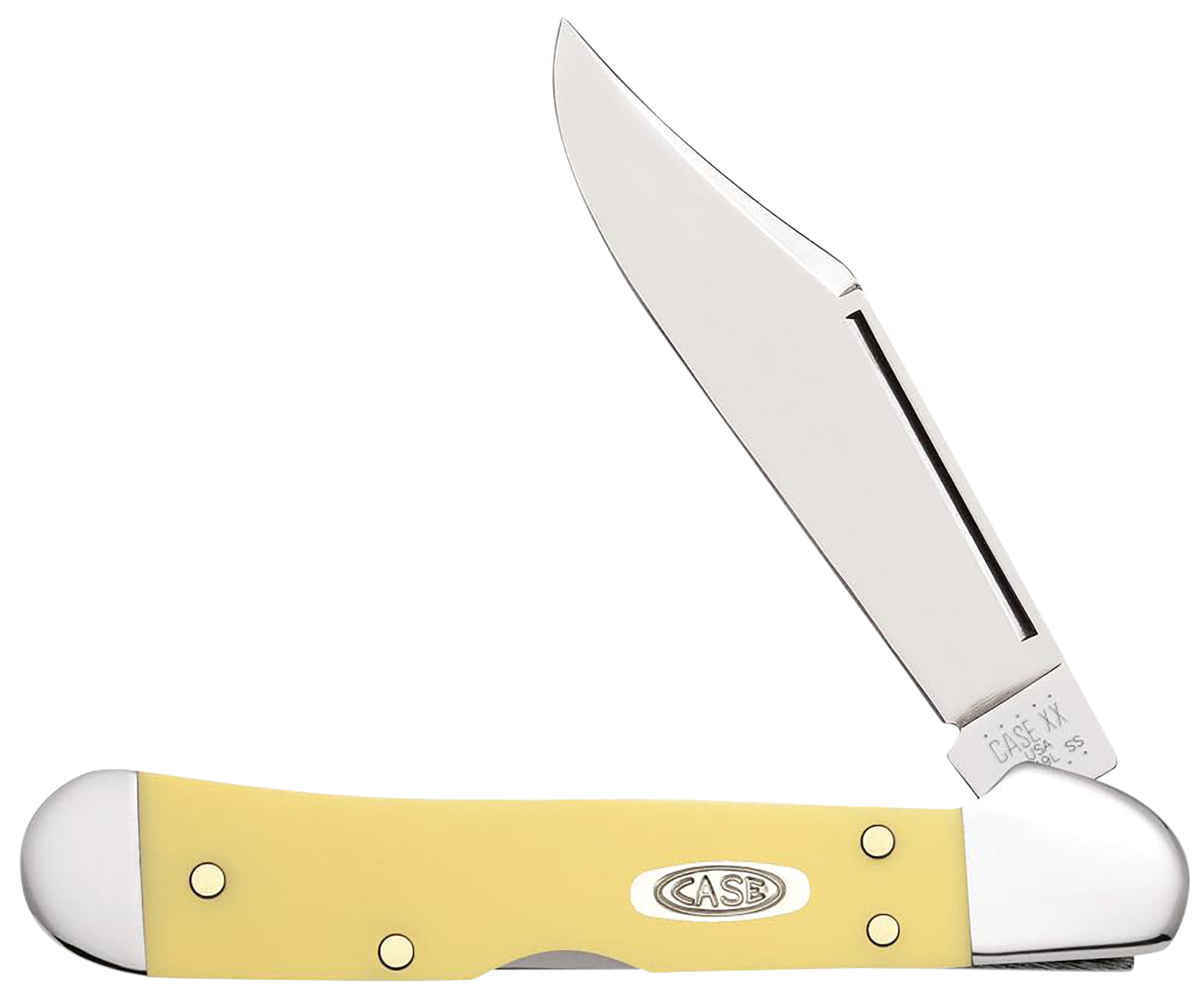 CopperLock  Mini 2.72" Clip Point Plain Folding Knife - Yellow