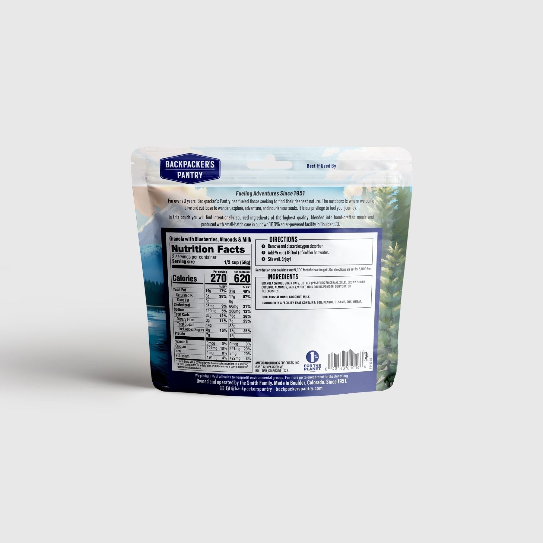 Granola with Blueberries, Almonds & Milk