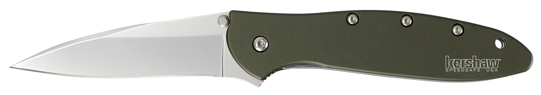 Leek 3" Folding Drop Point Plain Blade Knife - Bead Blasted OD Green