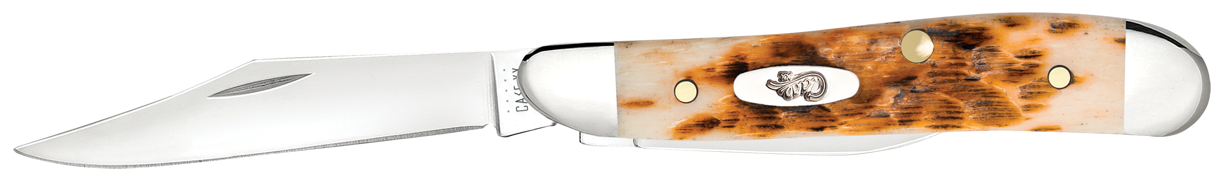 Peanut  2.10"/1.53" Clip Point/Pen Plain Folding Knife - Amber