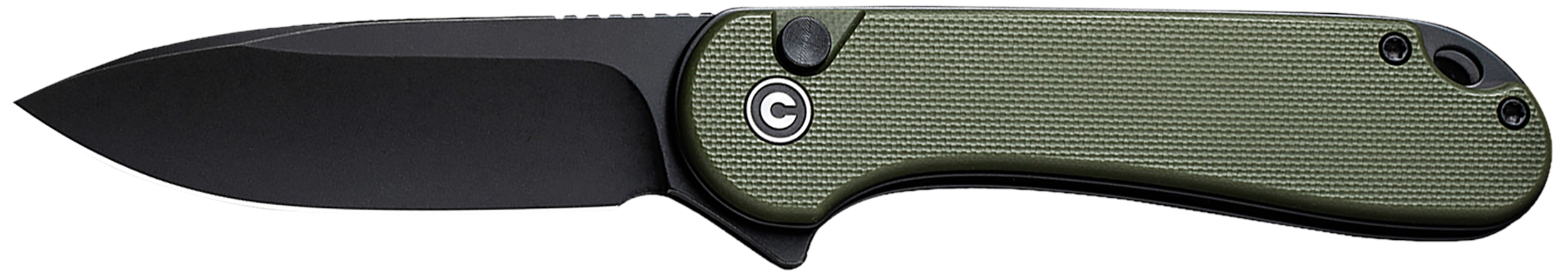 Elementum II  EDC 2.96" Folding Drop Point Plain Knife - OD Green Textured G10 Handle