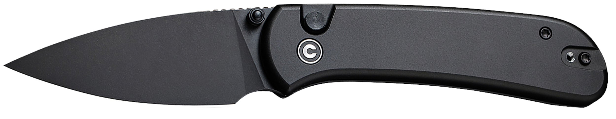 Qubit 2.98" Folding Drop Point Plain Knife - Black Aluminum Handle